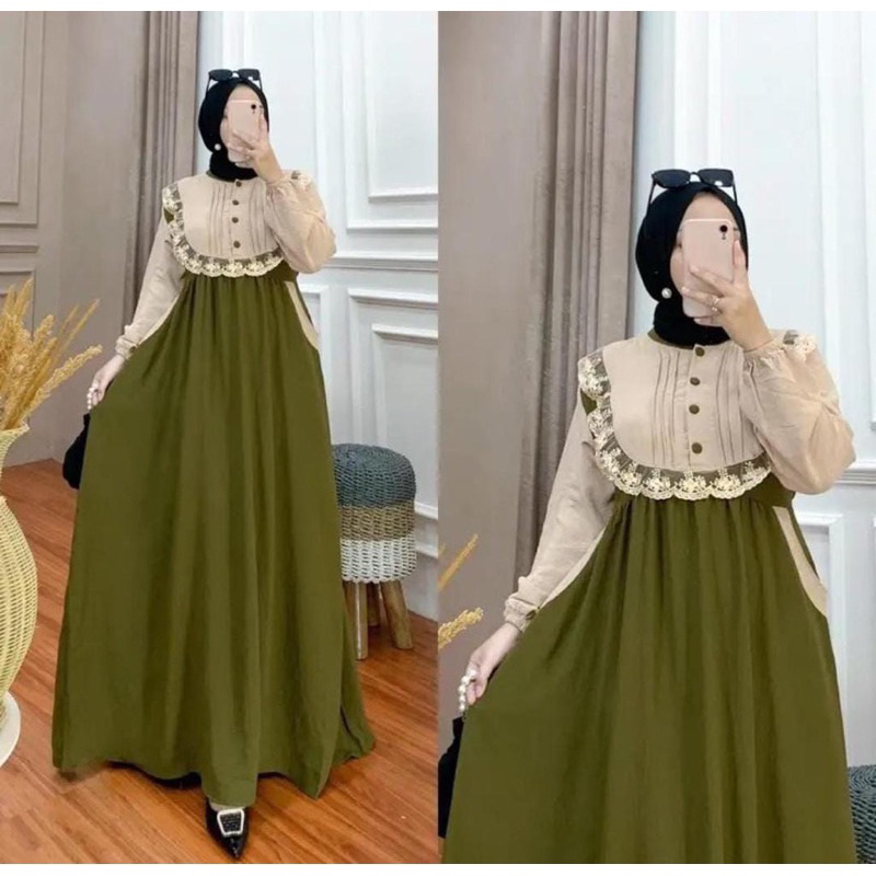 gamis renda dada kringkle