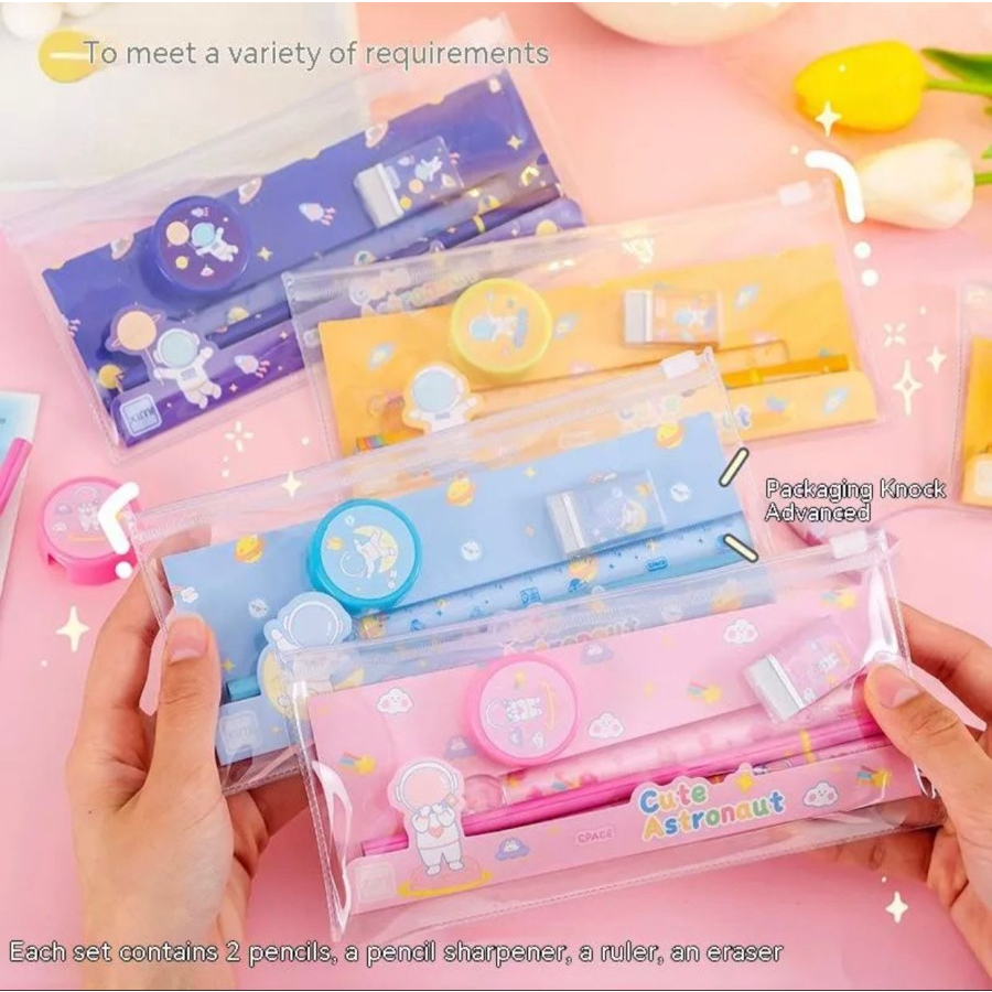 

Mini Stationary Set 5in1 ASTRONOT Set paket Alat Tulis Sekolah 5 in 1 Pensil Set Karakter Kartun paket alat tulis anak souvenir ulang tahun anak Pouch