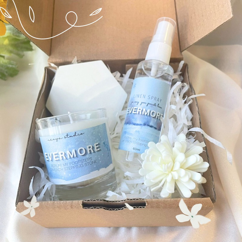 Hampers Lilin dan linen spray | Hampers Scented Candle Set | Gift set lilin aromaterapi linen spray 