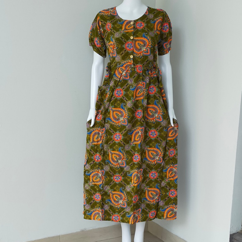 Bisa Cod Longdress Busui 4Tali Pinggang Asli Kencana Ungu Label Biru Ld.105 cm - Daster Panjang Sema