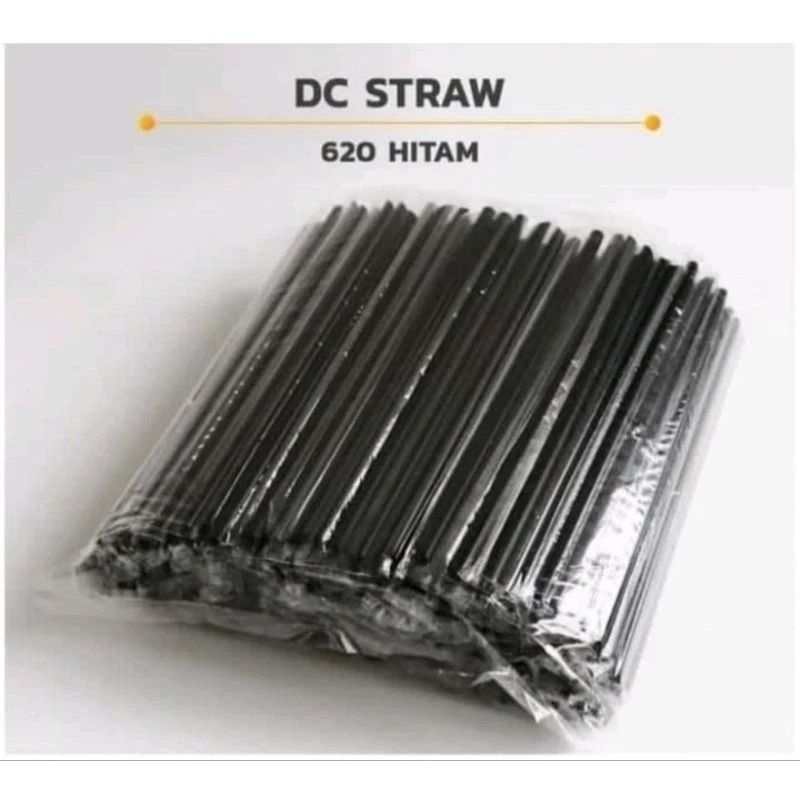 SEDOTAN STERIL HITAM TEH JUMBO 6MM X 20CM HITAM / SEDOTAN ES KOPI HITAM RUNCING