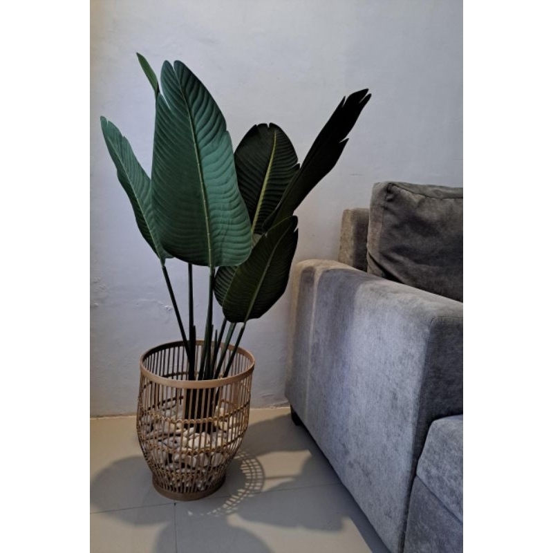 Cover pot bambu/ pot tanaman estetik/ Standing pot bambu/anyaman bambu/vas  bunga bambu / cover pot 