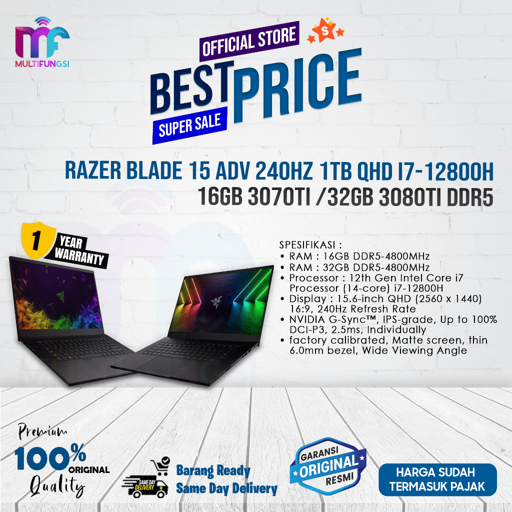 Laptop Razer Blade 15 Adv 240Hz 1TB QHD i7-12800H 16GB3070/32GB3080Ti