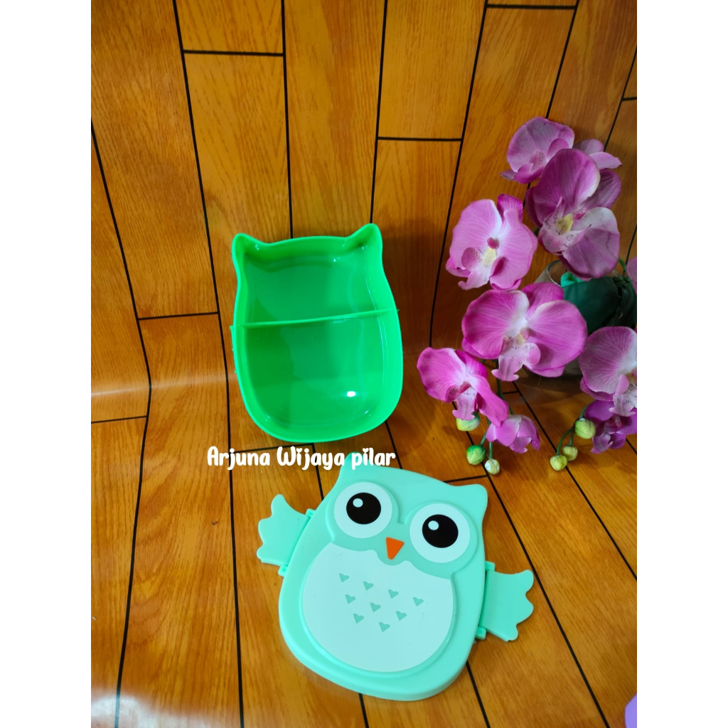 Lunch Box Owl 2 Sekat Kotak Makan Tempat Bekal Anak Burung Hantu FUKURO / Souvenir Ulang Tahun