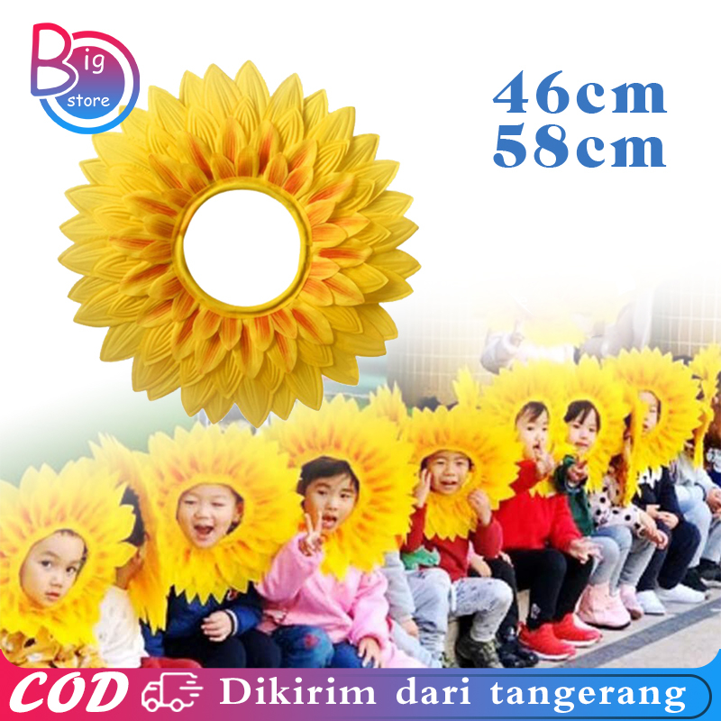 Bando Matahari 46/58cm Bando Bunga Matahari Anak Dewasa Kostum Bunga Matahari Sun Flower Bando