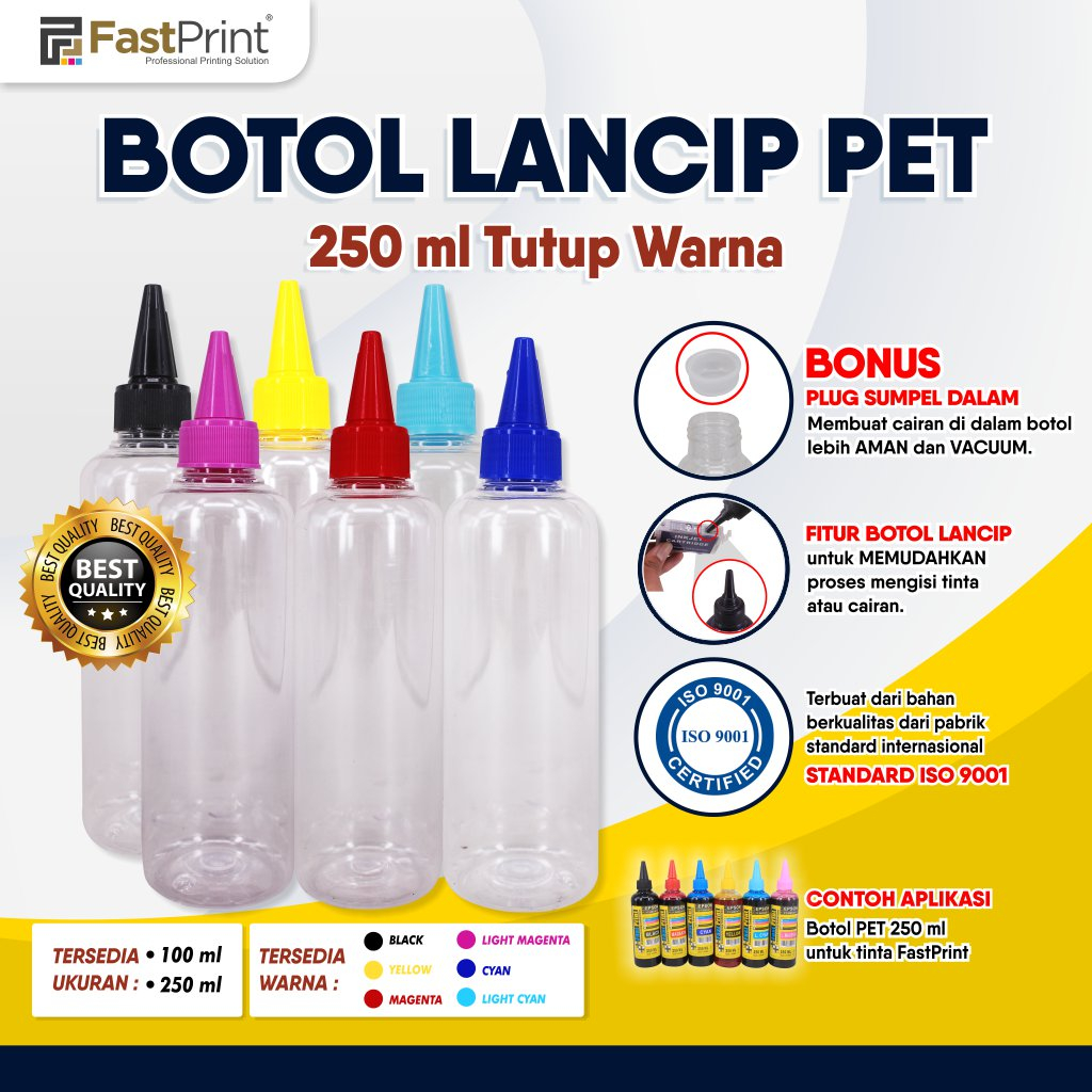 Botol Plastik Bening Tutup Warna Botol Plastik PET 250 ML