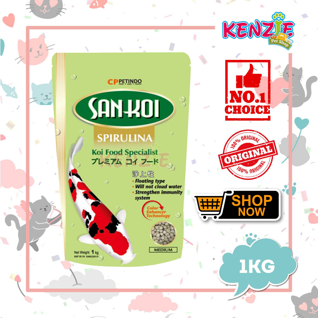 San Koi Sankoi Spirulina Koi Food Specialist 1 Kg - Pakan Ikan Koi untuk Mempercantik Warna
