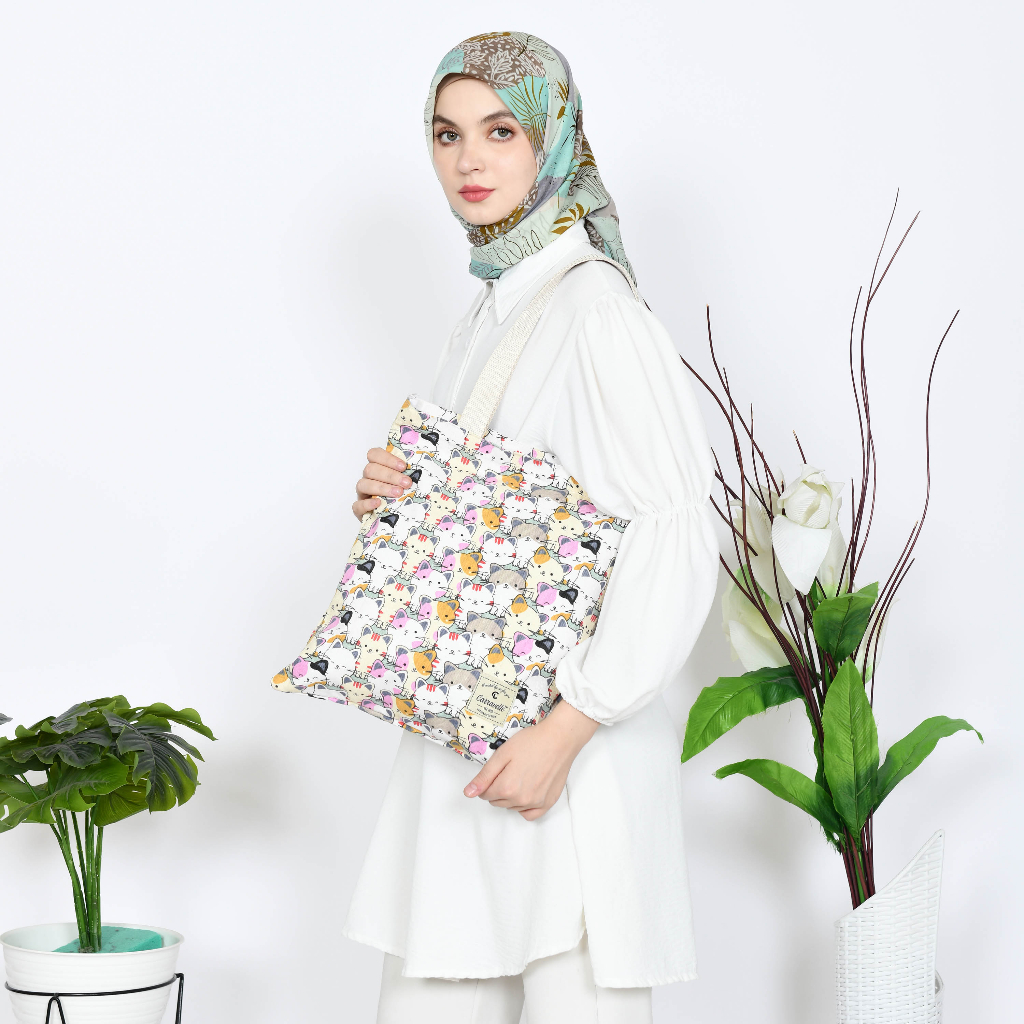 TOTE BAG RESLETING KANVAS WANITA/TOTEBAG CANVAS POLOS DAN MOTIF,BISA UNTUK TAS SEMINAR CUSTOM SABLON