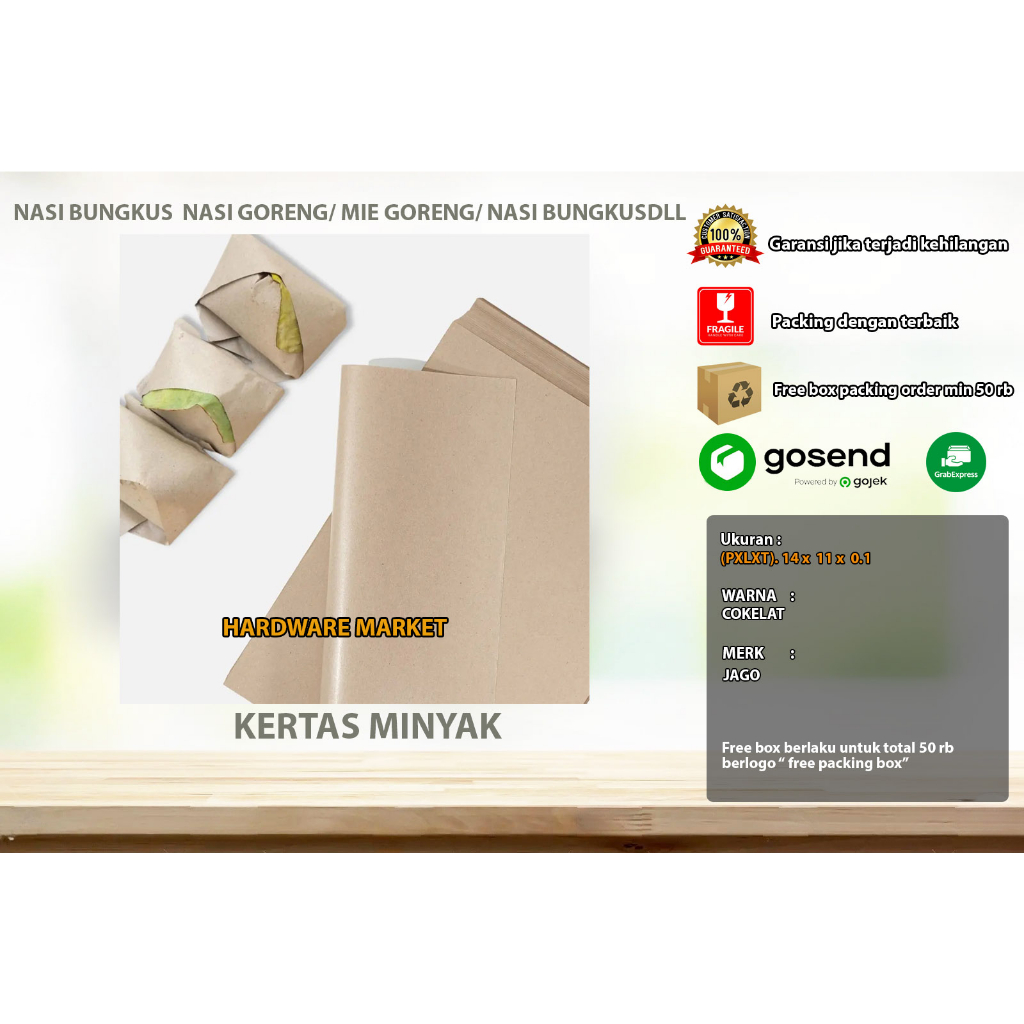 kertas minyak nasi goreng mie goreng nasi bungkus