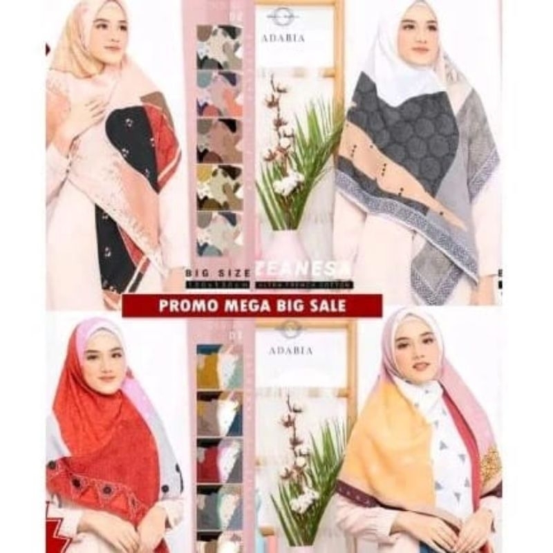 hijab segi 4 syari motif import premium katun