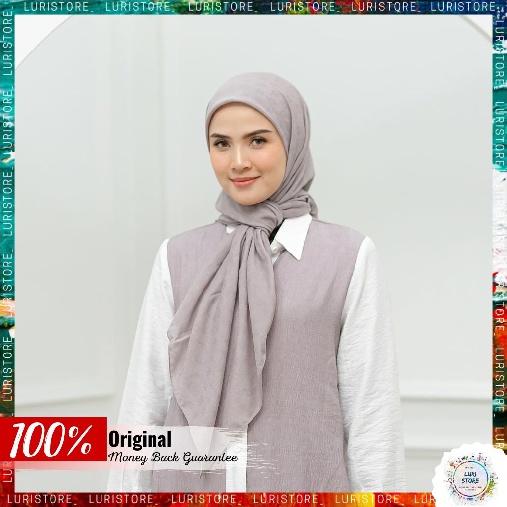 DEENAY POLOS ORI ELEANOR LIGHT GREY Kerudung Jilbab Hijab Voal Segi Empat Segiempat Terbaru Premium