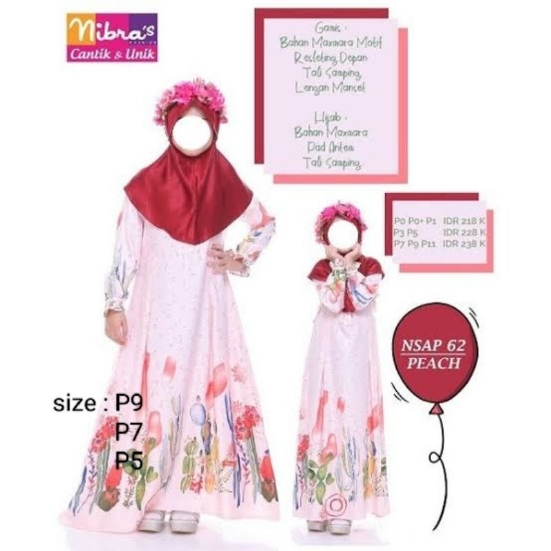 gamis nibras nsa 062 peach