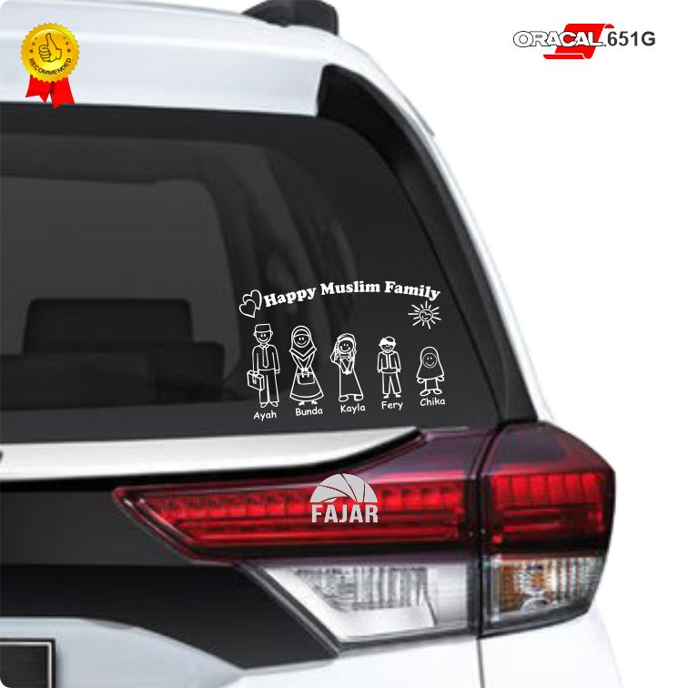 Stiker Happy Family / Happy Muslim Family / Cutting Stiker Mobil 02