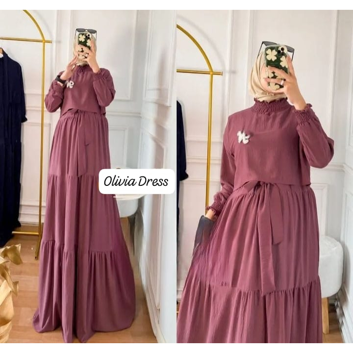 Dress wanita olivia dres bahan crinkle airflow dres kekinian terbaru termurah trendy 2023