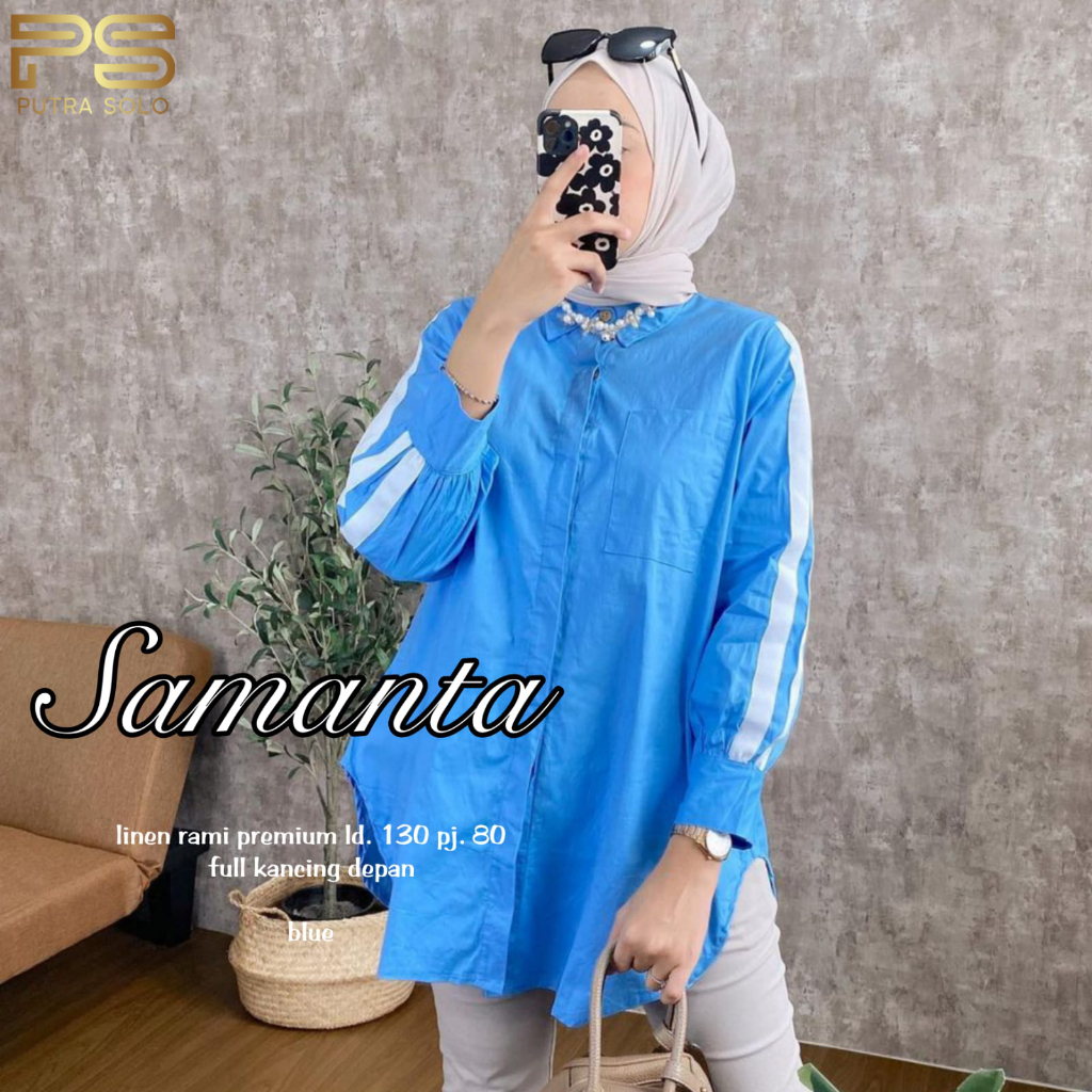 Samanta Blouse Baju Atasan Wanita Linen Rami Premium LD 130 By Putra Solo