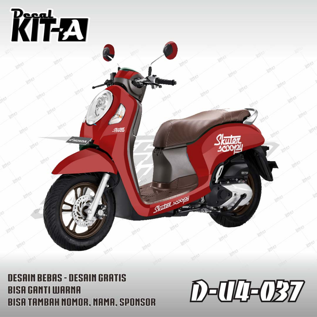 Stiker Dekal Honda Scoopy 2021 MOTIF KARAKTER HELLO KITTY PINK KUNING D-U4-037