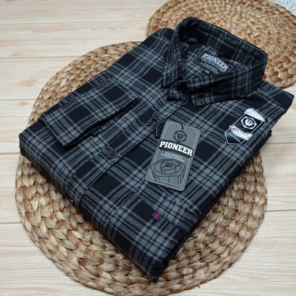 Kemeja Flannel Pria Lengan Panjang Termurah Kualitas Premium Motif Garis-Garis