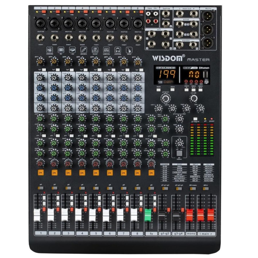 Wisdom Master 8 / Master8 Channel Mixer Audio dengan Bluetooth - Original
