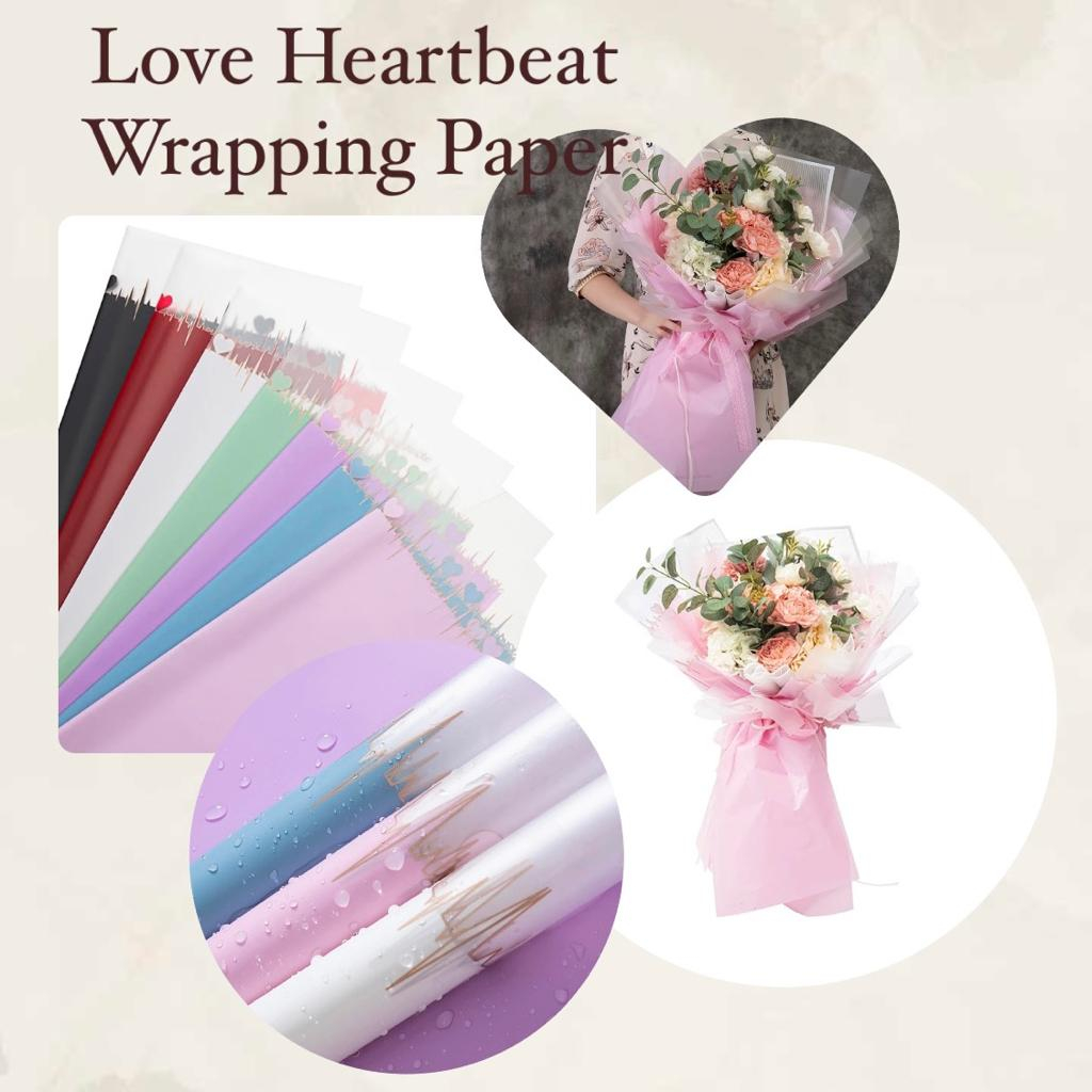 

(KF 19) - (5 LEMBAR) Kertas Bunga Cellophane Love Heartbeat Wrapping Warna Korean Flower Wrapping Waterproof Buket Bunga Floral Wrap Kertas Buket