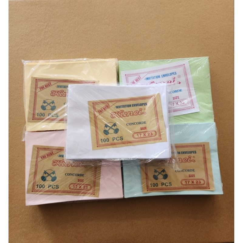 

Amplop Fancy Concorde Ukuran 17x23 Warna Putih / Cream / Merah Muda / Biru Muda / Hijau Muda