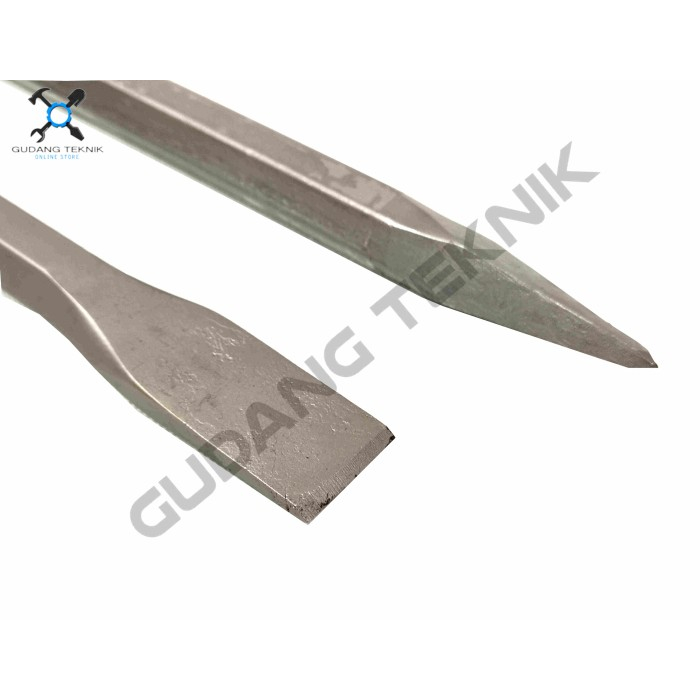 HEX PLUS 280mm Mata Bor Beton HEX PLUS Gepeng Flat Runcing Chisel 2436-001 HASSTON PROHEX / Mata Bobok Beton Point Lancip 2436-005 HASSTON PROHEX