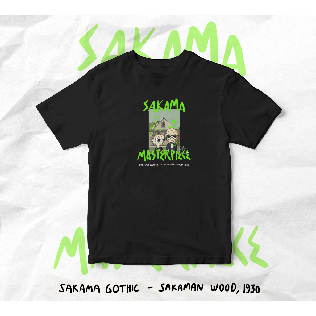 Sakama Gothic - Kaos Pria Parodi American Gothic T-Shirt