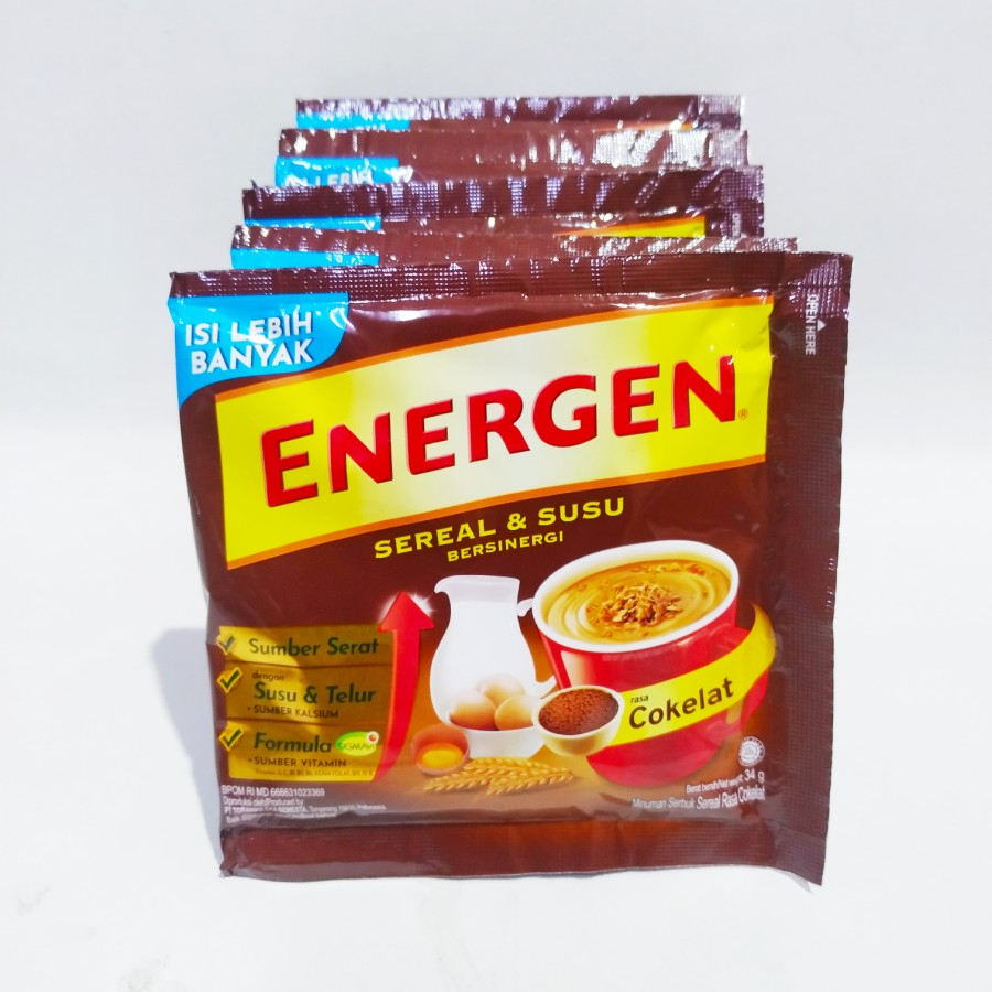 

Energen Sereal Rasa Cokelat 1 Renceng Isi 10 Sachet Kemasan 34 gram