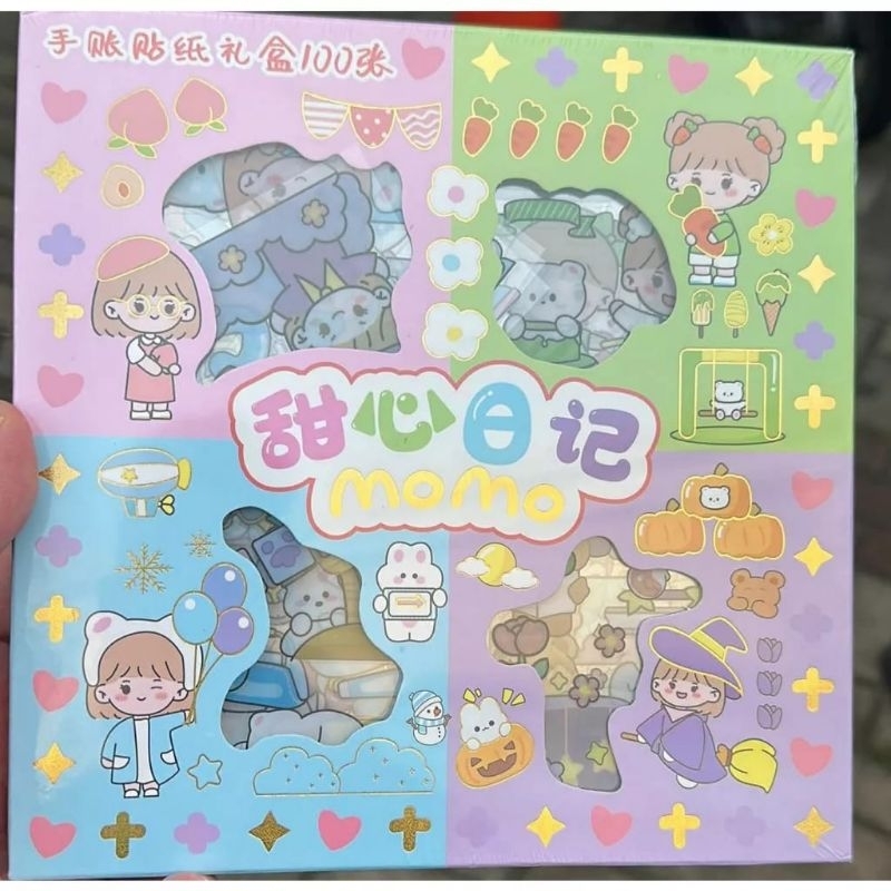 

Sticker Waterproof Stiker Momo Dapat Box Isi 100 Lembar