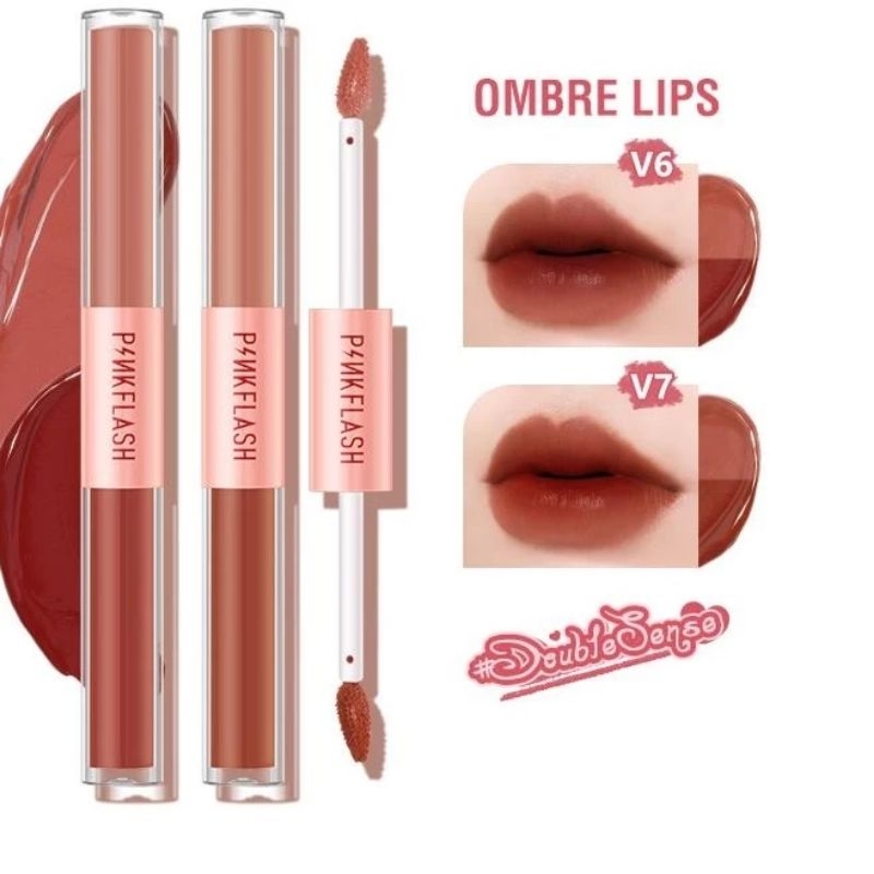 PINKFLASH DoubleSense 2 In 1 Dual-ended Lipstick Duo Liquid  | Ombre lip pinkflash