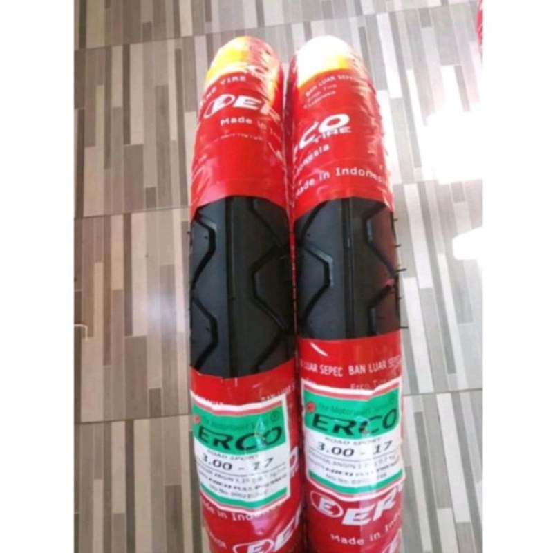 BAN LUAR ERCO UKURAN 300/17 NON TUBLES PAKEK BAN DALAM  BAN BELAKANG SUPRA KARISMA SUPRA FIT DLL
