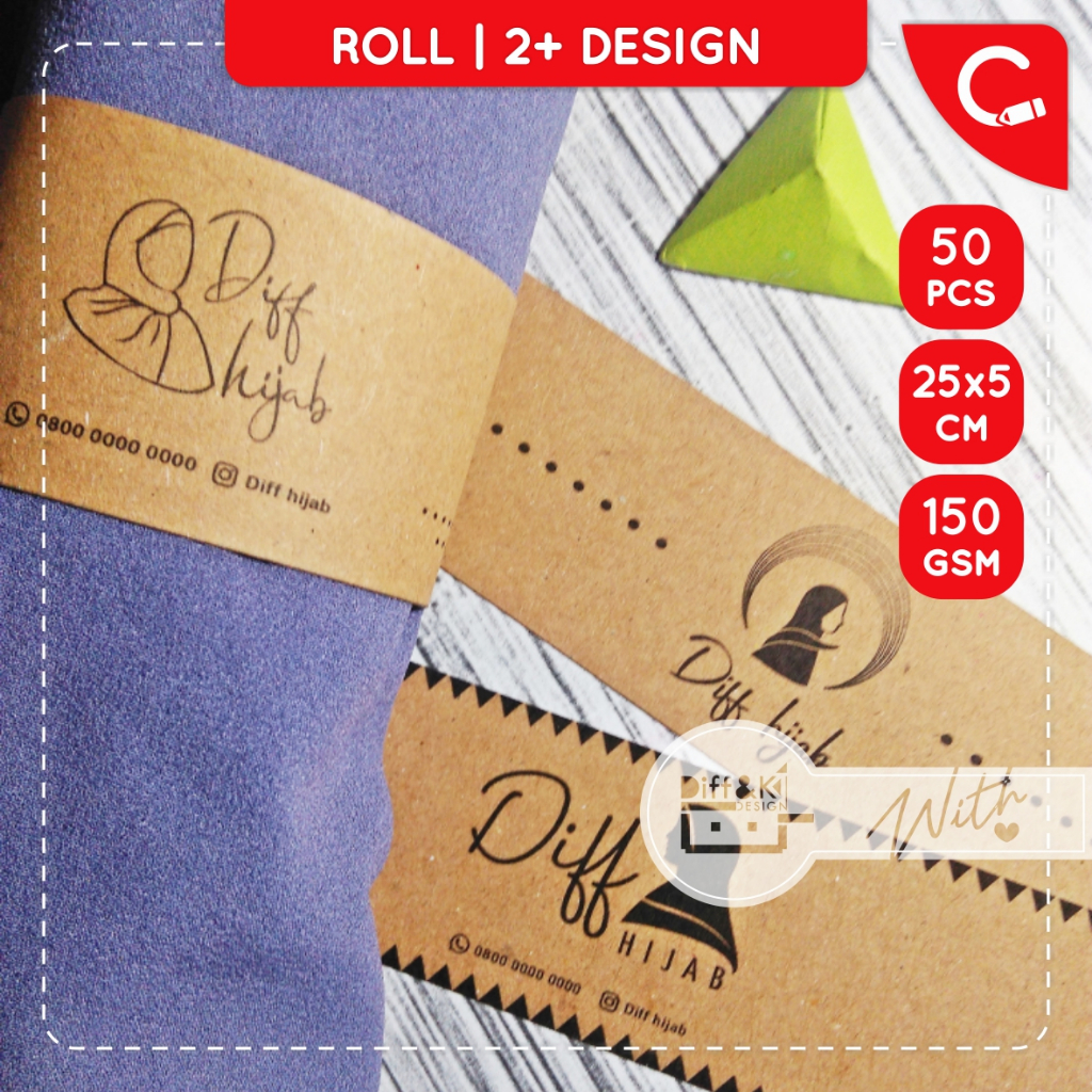 

(25x5) Label Roll Paper Belt Hijab Kraft Custom FREE DESIGN untuk Pengikat Produk Olshop Brand Hijab Souvenir Pernikahan Tasyakuran DIY Hampers Packaging Packing Rustic Vintage Coklat Aesthetic