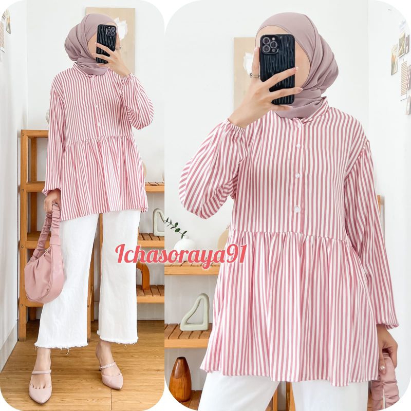 BLOUSE SALUR REMPEL KERAH SANGHAI BAHAN RAYON LD 115 TERBARU VIRAL