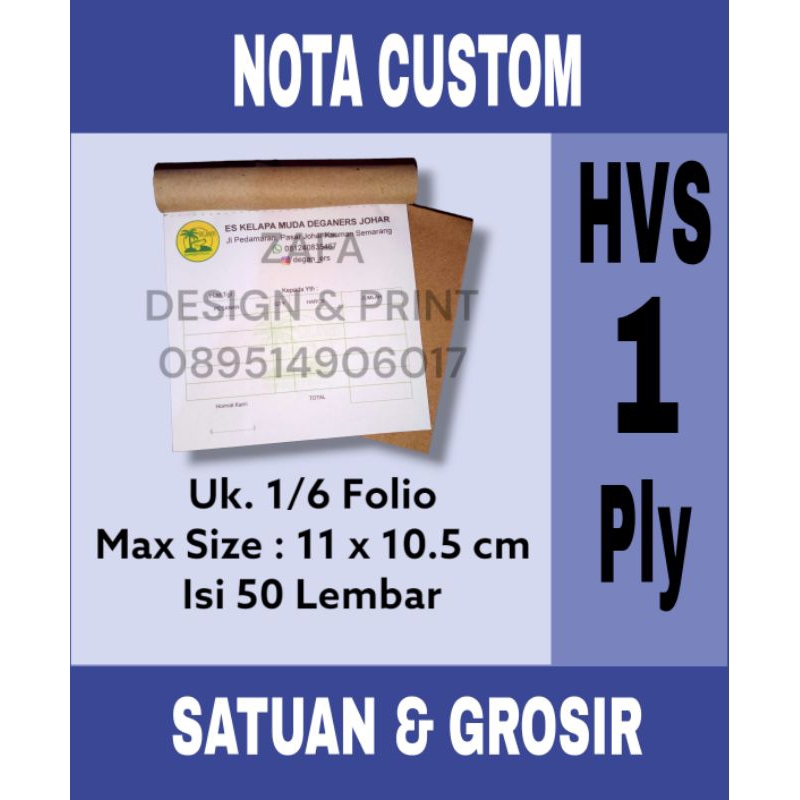 

NOTA CUSTOM 1/6 Folio HVS 1 Ply