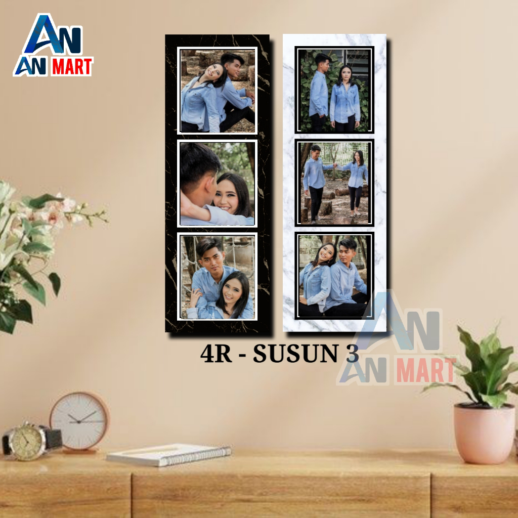 AN CETAK 3 FOTO 4R PLUS BINGKAI  SUSUN FULL LIST PINGGIRAN TANPA KACA ads