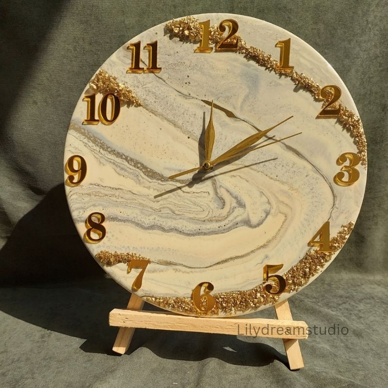 Jam Dinding Resin Art SWEEP Custom Wall Clock Art Aesthetic Geode Clock Wedding Gift