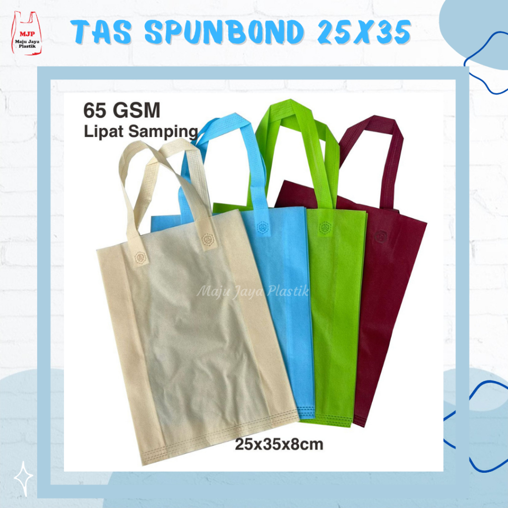 

(Isi 12pcs) Tas Spunbond Handle uk 25x35 Goodie Bag Tas Kain Polos Goodiebag Souvenir Hampers Ultah