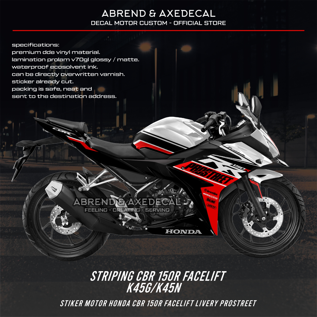 STRIPING CBR 150R FACELIFT PROSTREET RACING / STIKER MOTOR HONDA CBR 150 GRAFIS CUSTOM