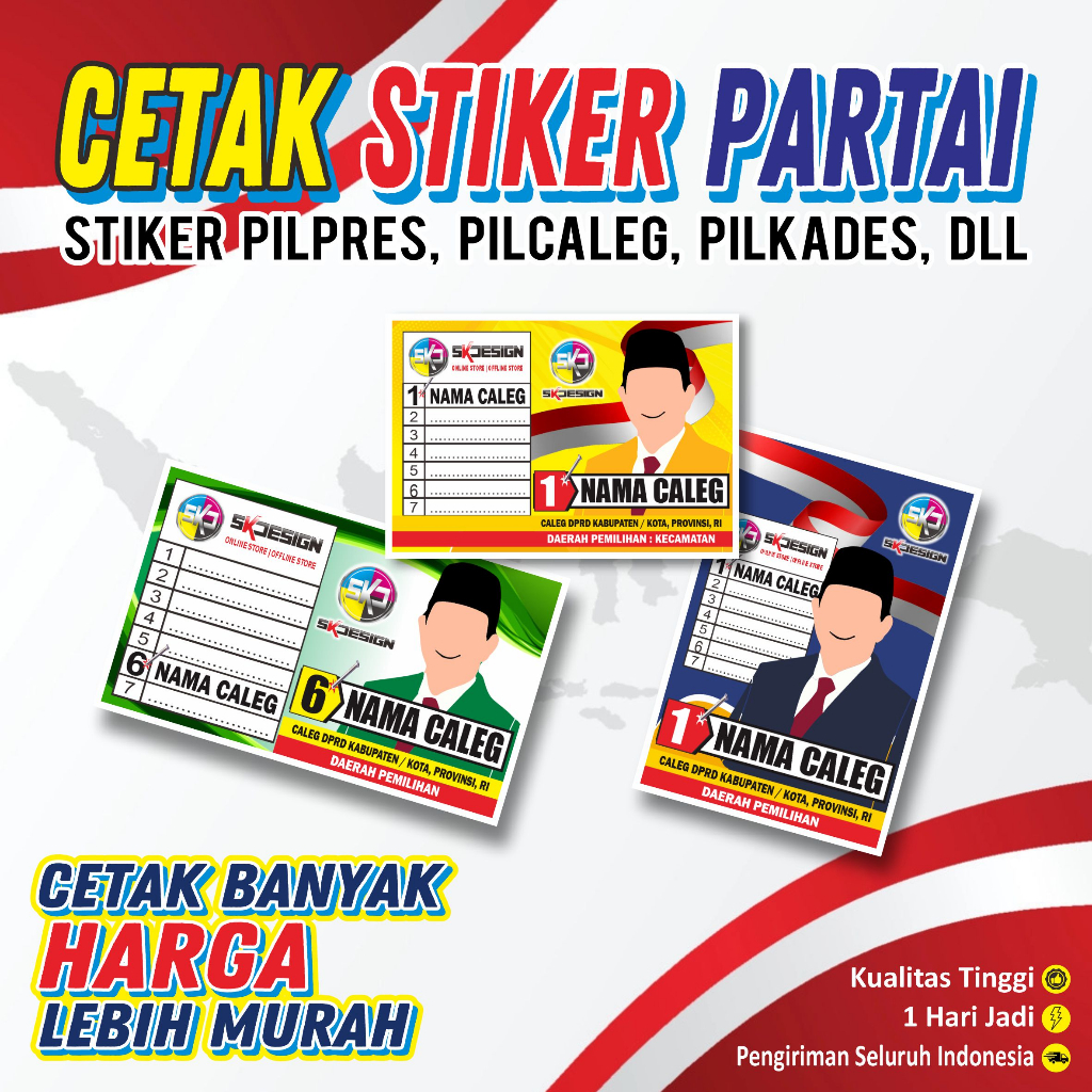 

Stiker Partai, Pemilu, pilkada, Pilcaleg, Pilpres | GRATIS DESAIN | Bisa Eceran | Harga EKonomis
