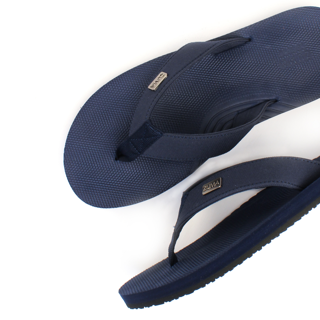 Zuma Men Hanzo 2 Navy, Sandal Jepit Pria Karet Polos, Biru Tua