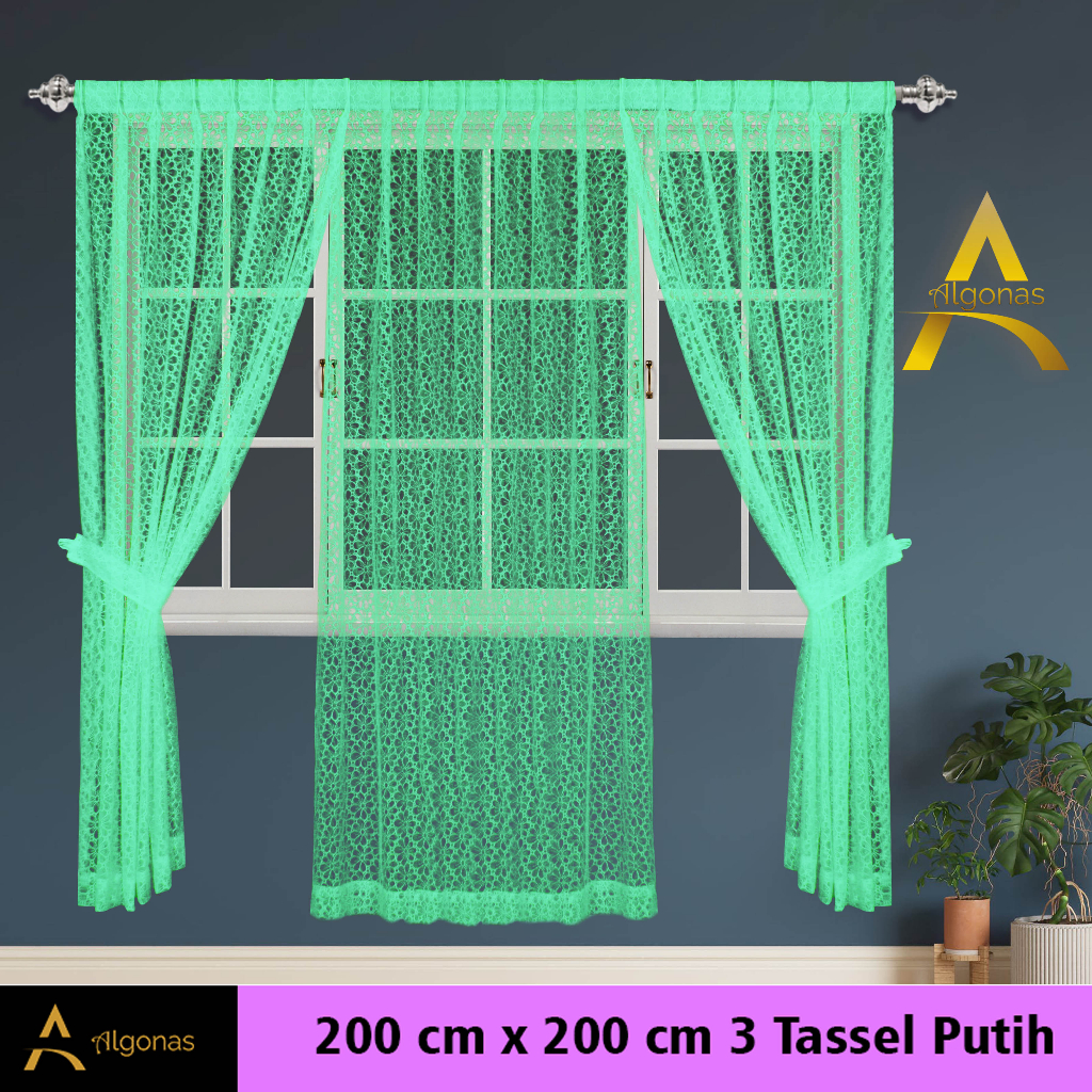 Vitrase Polos Gorden Siang Warna Motif Bunga Cosmos Korea Tinggi 200cm
