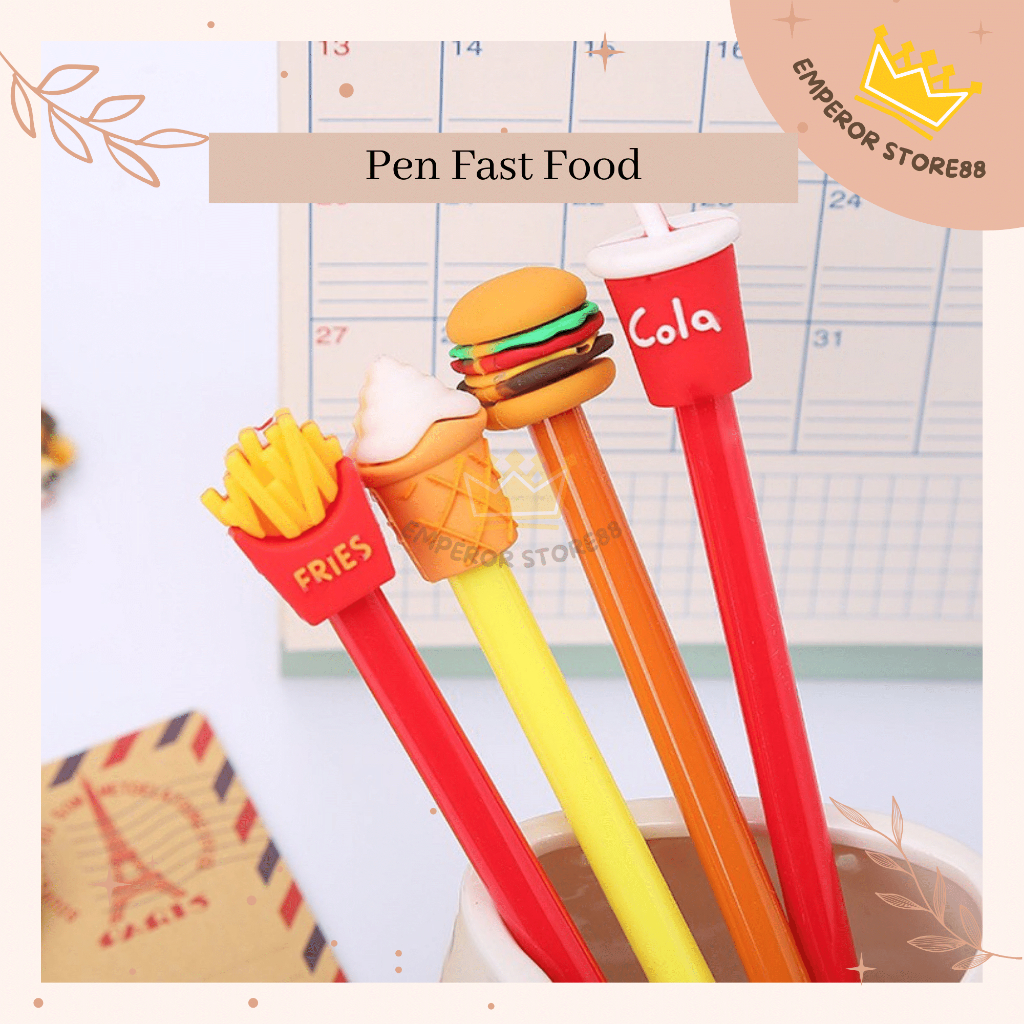 

Pena Fast Food Pena / Karakter Lucu Model Junk Food / Burger Soda Cola French Fries