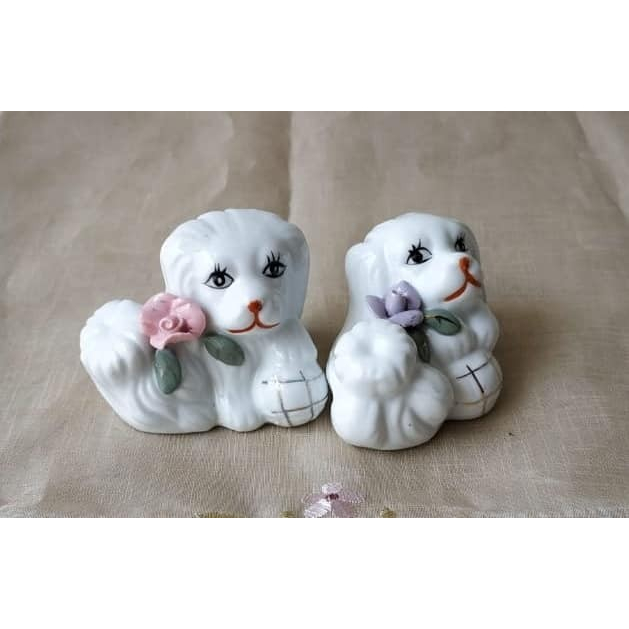 patung anjing doggy keramik 2 buah