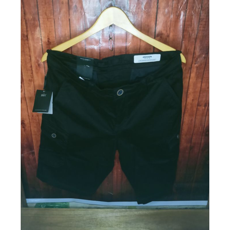 celana cargo pendek oxygen denim hitam