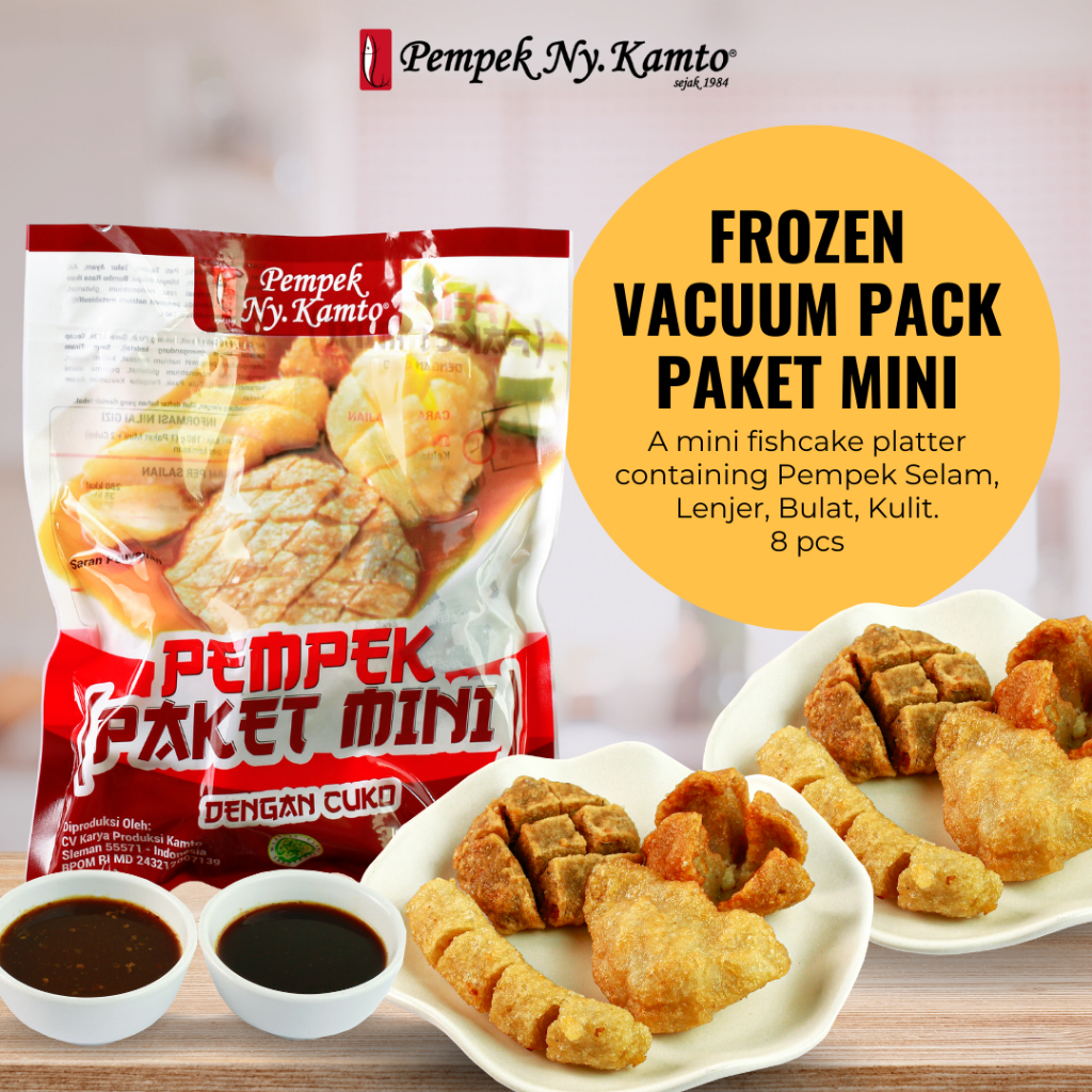 

Pempek Ny. Kamto Frozen Paket Mini Isi 8 pcs pempek campur ukuran mini dengan Cuko