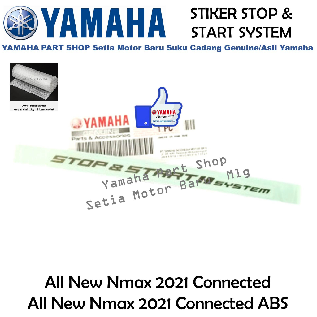 Stiker Stop & Start System All New Nmax N Max Connected ABS Silver Asli Yamaha Setia Motor Baru