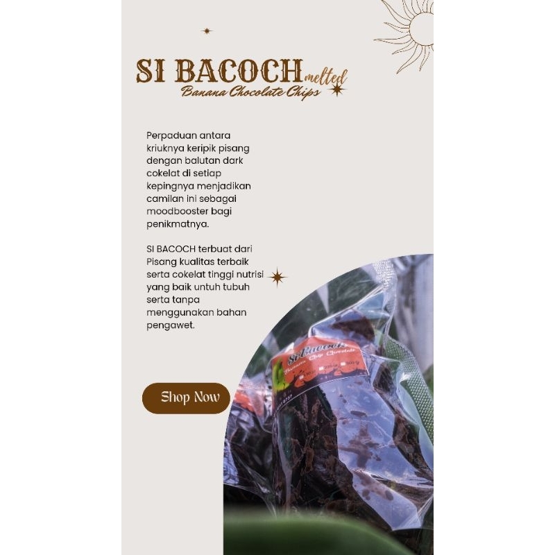 

Keripik pisang cokelat lumer Si Bacoch pouch