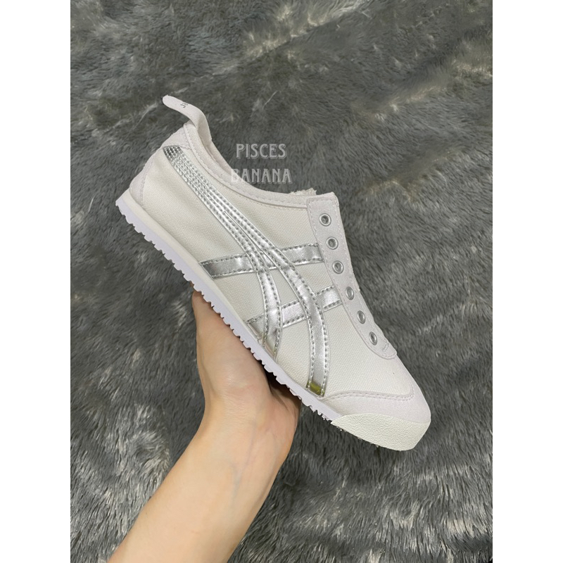 Sepatu ONITSUKA Mexico 66 Slip On White Silver