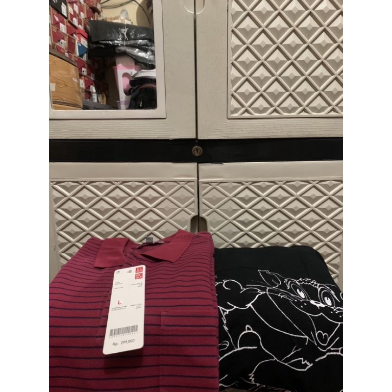 ORIGINAL KEMEJA STRIPE UNIQLO TSHIRT POLO ZARA TANGAN PENDEK TOM AND JERRY BLACK