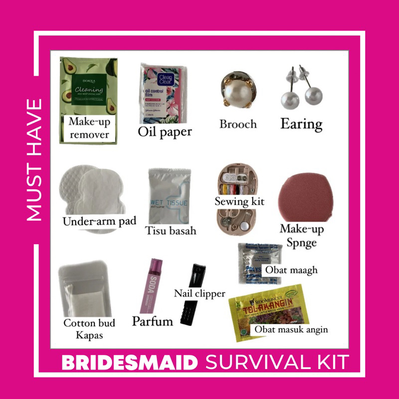 Bridesmaid survival kit ( box bridesmaid , bridesmaid hampers , persiapan bridesmaid , paket bridesm