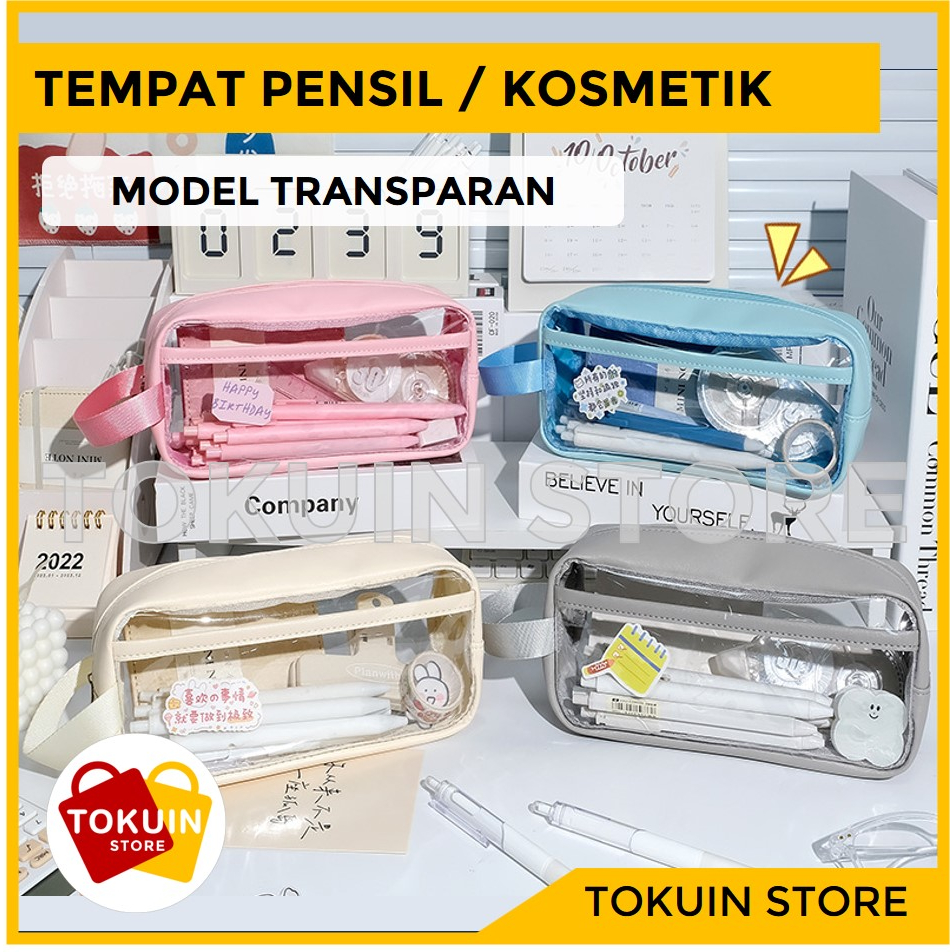 

Kotak Tempat Pensil Pouch Alat Tulis Kosmetik Makeup Make Up Travel Bag Pencil Case Transparan